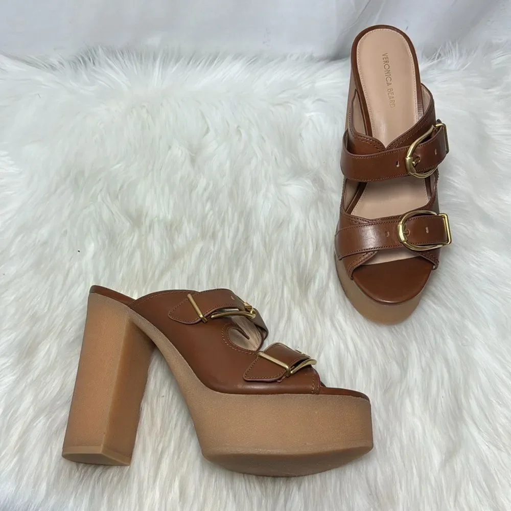 Veronica Beard Garrick NWOT Platform Dual Buckle Slide Sandals Sz‎ 10
